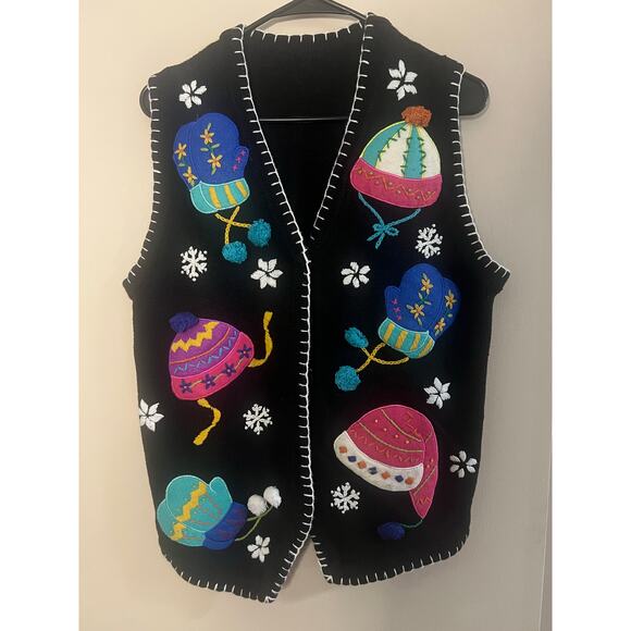 Vintage Embroidered Christmas Vest - Picture 1 of 2